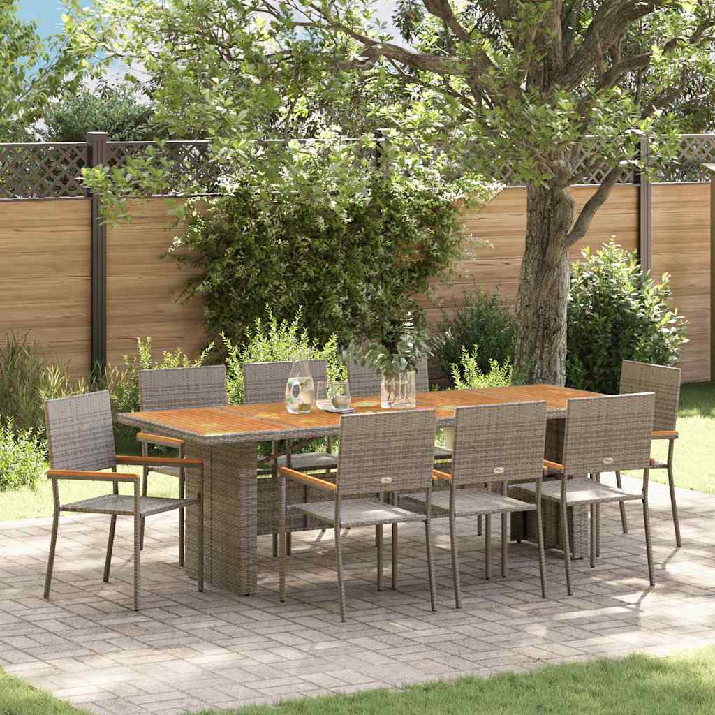 Have Spisebordssæt 9 pcs Grå polyrattan