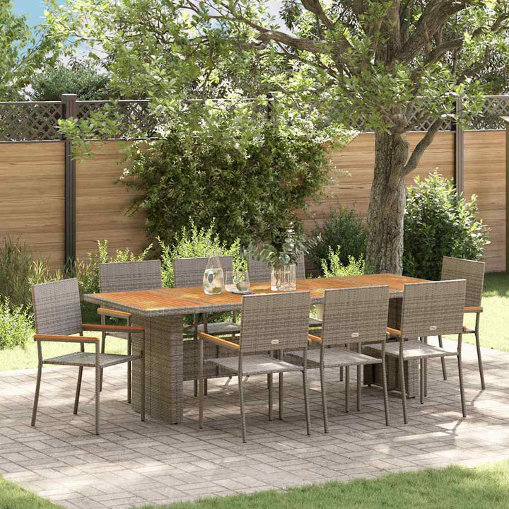Have Spisebordssæt 9 pcs Grå polyrattan