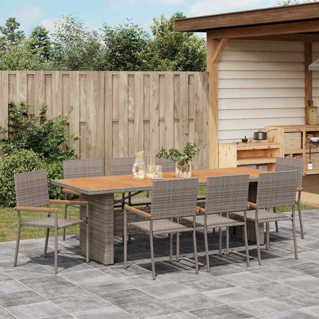 Have Spisebordssæt 9 pcs Grå polyrattan