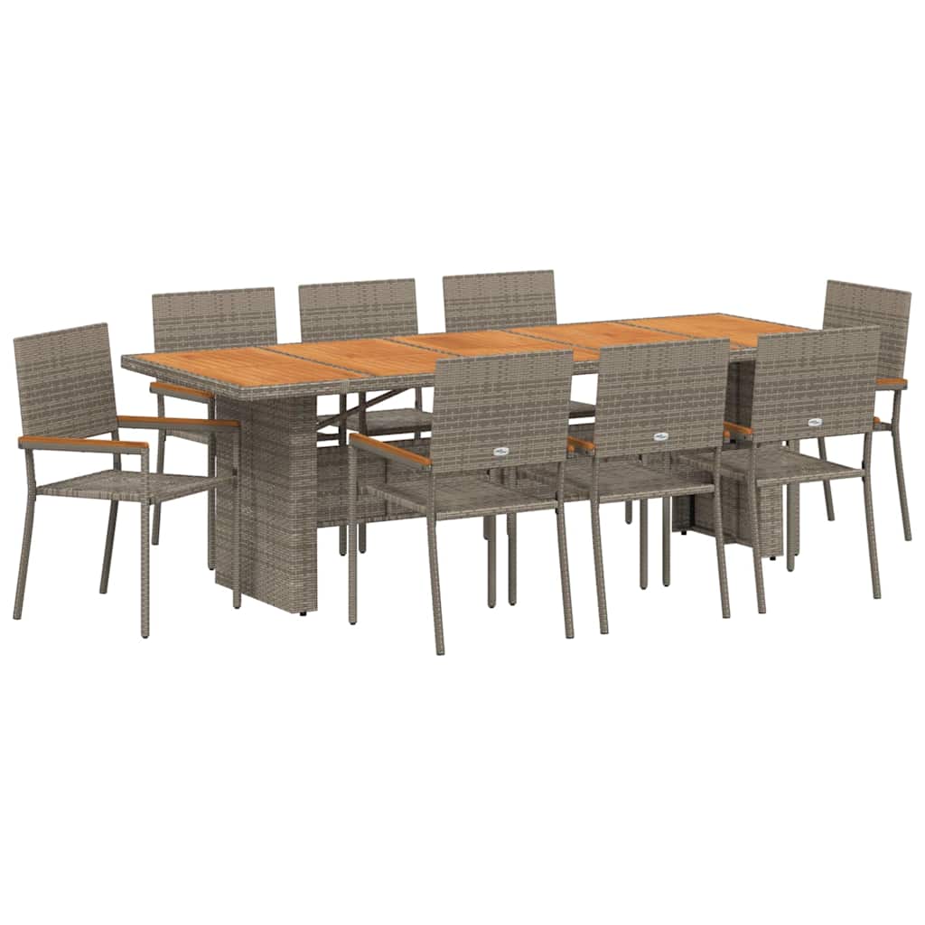 Have Spisebordssæt 9 pcs Grå polyrattan