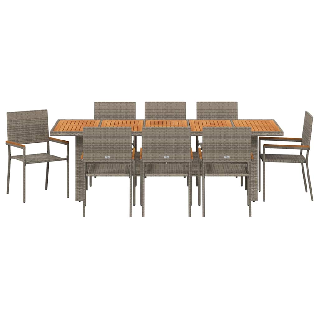 Have Spisebordssæt 9 pcs Grå polyrattan