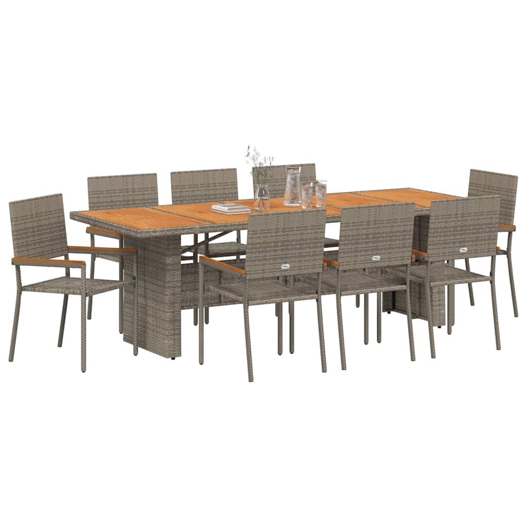 Have Spisebordssæt 9 pcs Grå polyrattan