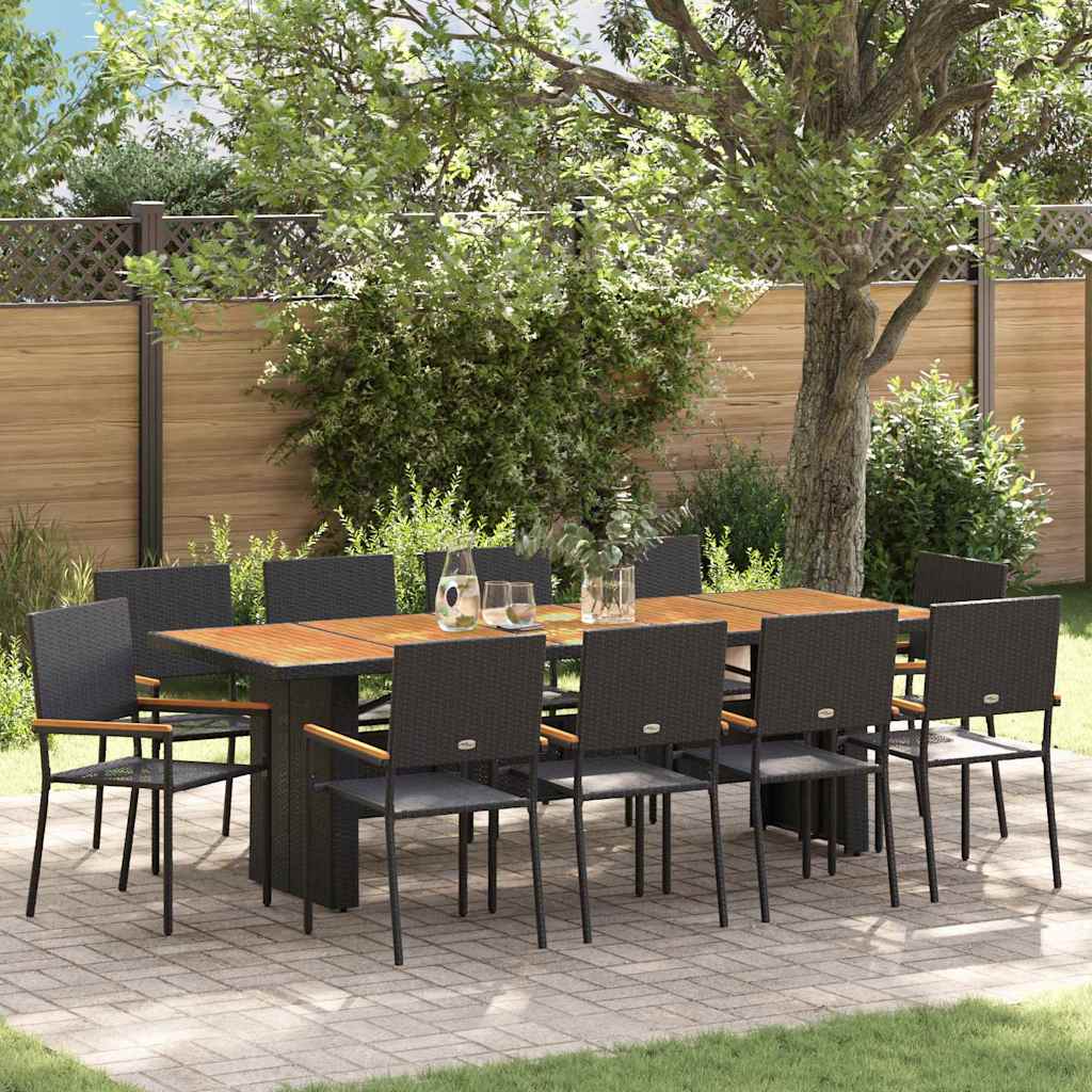 Have Spisebordssæt 11 pcs Sort polyrattan