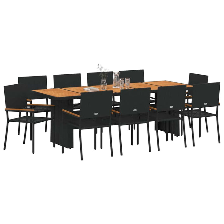 Have Spisebordssæt 11 pcs Sort polyrattan