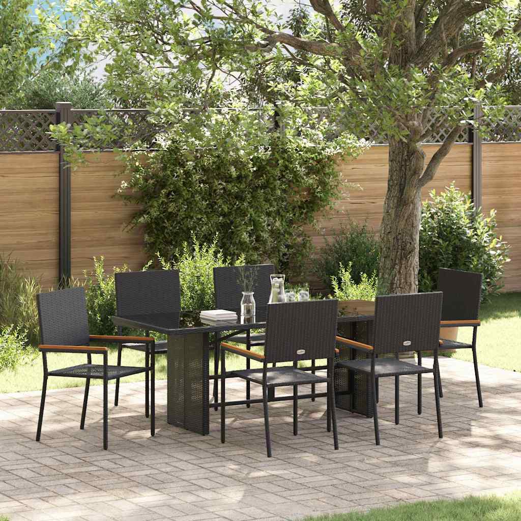 Have Spisebordssæt 7 stk. Sort polyrattan