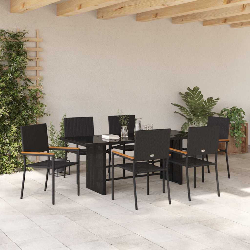 Have Spisebordssæt 7 stk. Sort polyrattan