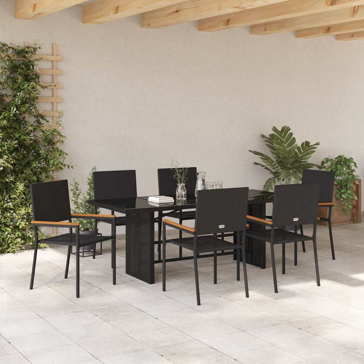 Have Spisebordssæt 7 stk. Sort polyrattan