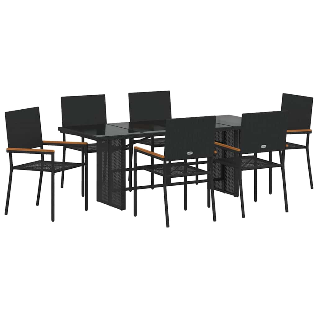 Have Spisebordssæt 7 stk. Sort polyrattan