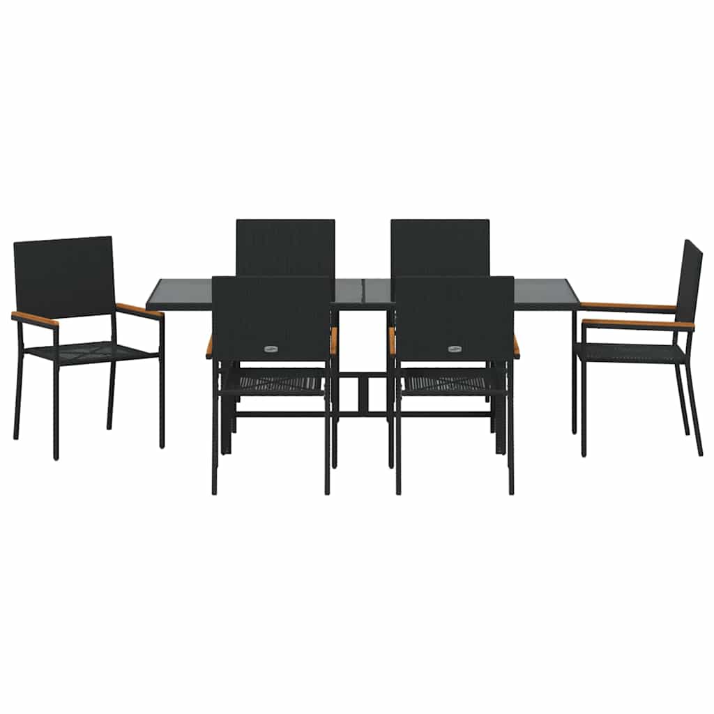 Have Spisebordssæt 7 stk. Sort polyrattan