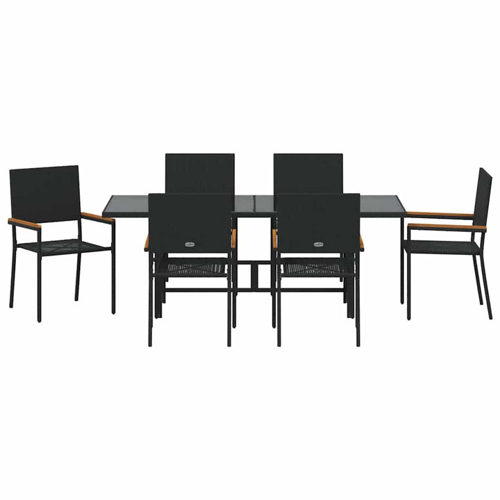 Have Spisebordssæt 7 stk. Sort polyrattan
