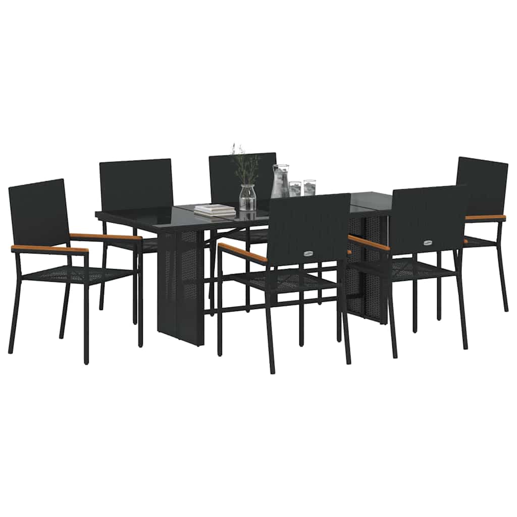Have Spisebordssæt 7 stk. Sort polyrattan