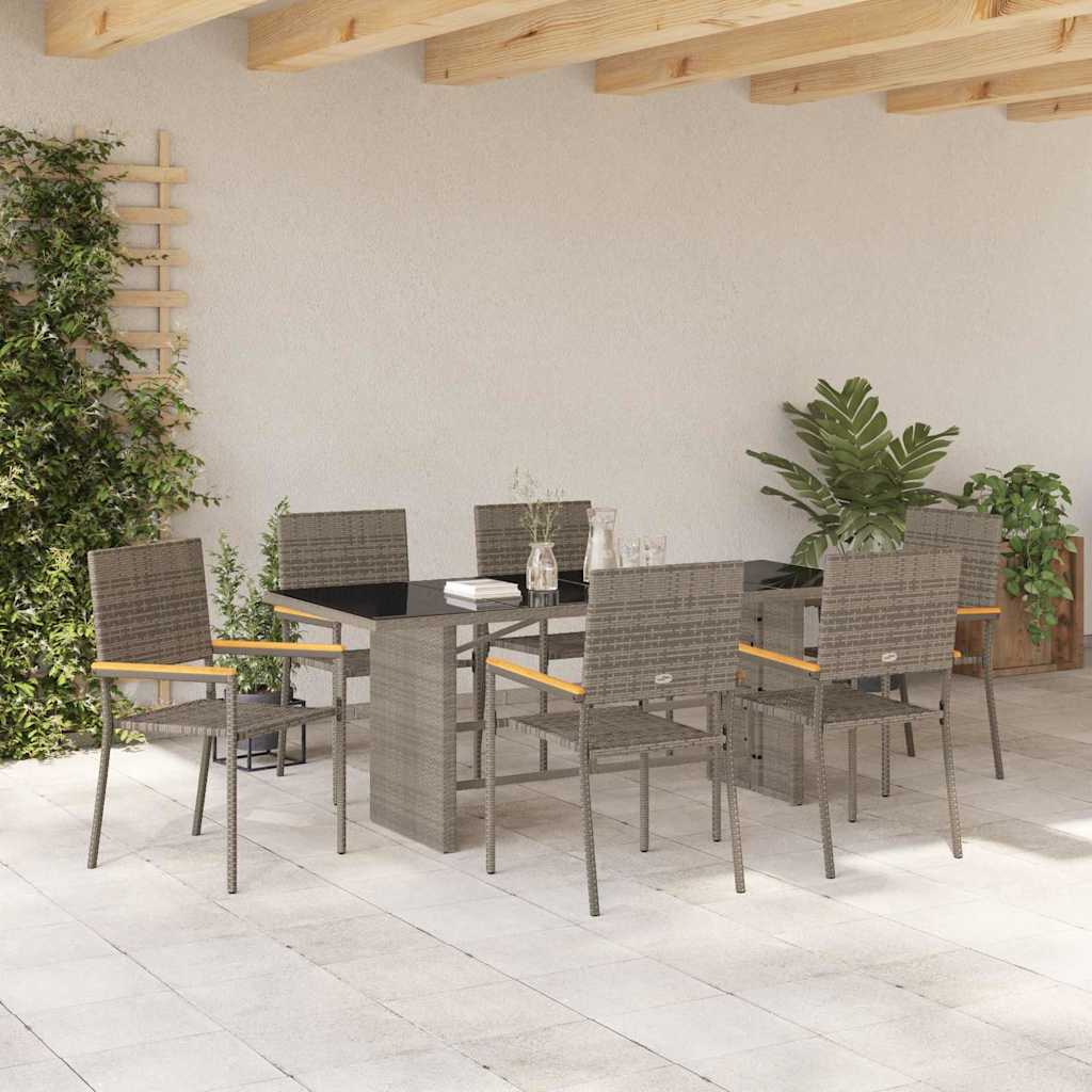 Have Spisebordssæt 7 stk. Grå polyrattan