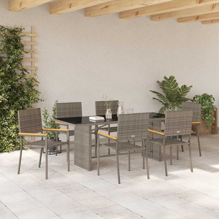 Have Spisebordssæt 7 stk. Grå polyrattan