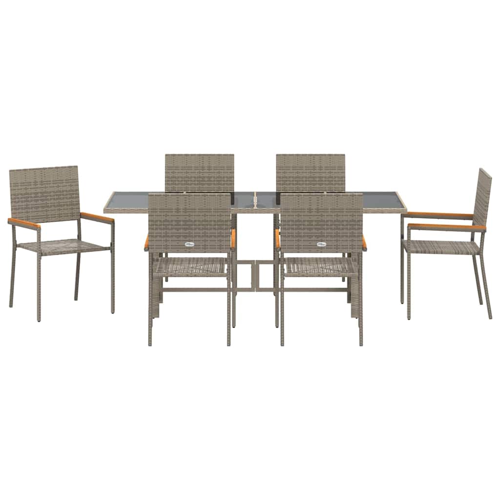 Have Spisebordssæt 7 stk. Grå polyrattan