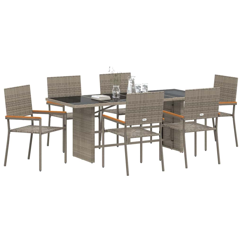 Have Spisebordssæt 7 stk. Grå polyrattan