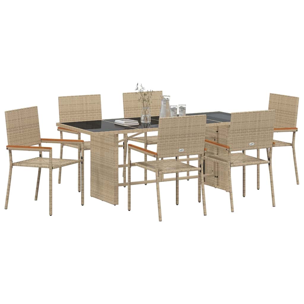 Have Spisebordssæt 7 stk. Beige polyrattan