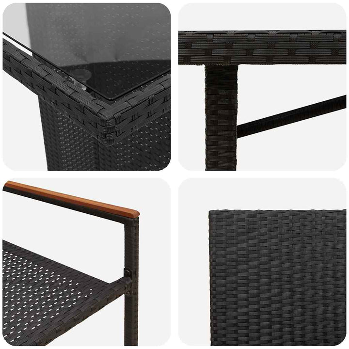 Have Spisebordssæt 9 stk. Sort polyrattan