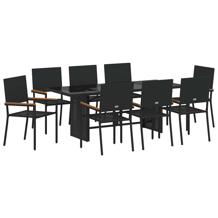Have Spisebordssæt 9 stk. Sort polyrattan