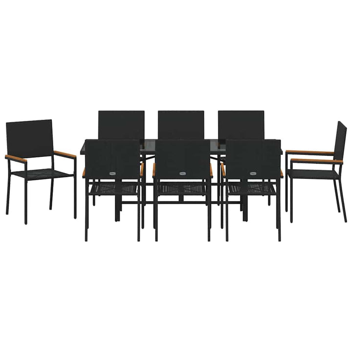 Have Spisebordssæt 9 stk. Sort polyrattan
