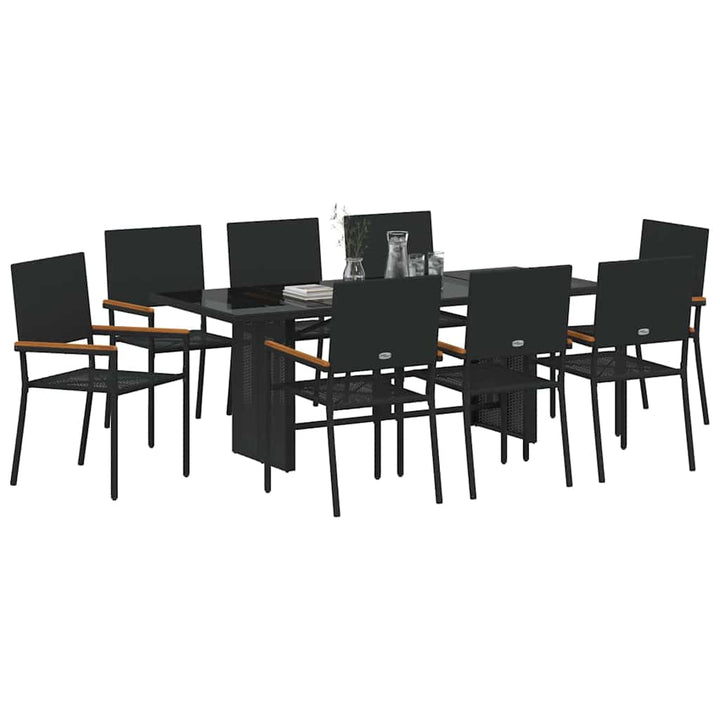 Have Spisebordssæt 9 stk. Sort polyrattan