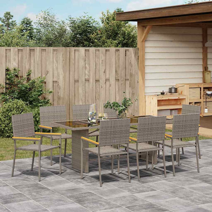Have Spisebordssæt 9 stk. Grå polyrattan