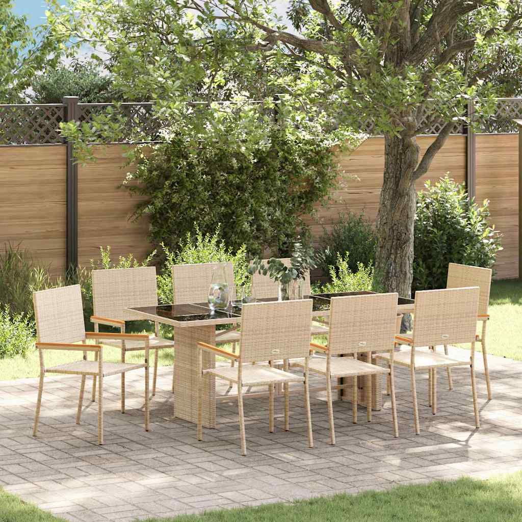 Have Spisebordssæt 9 stk. Beige polyrattan