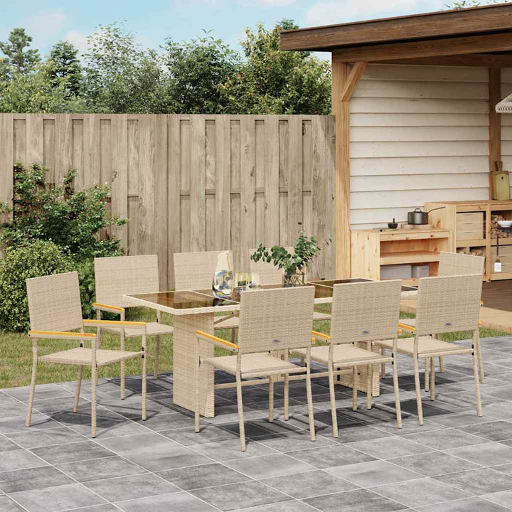 Have Spisebordssæt 9 stk. Beige polyrattan