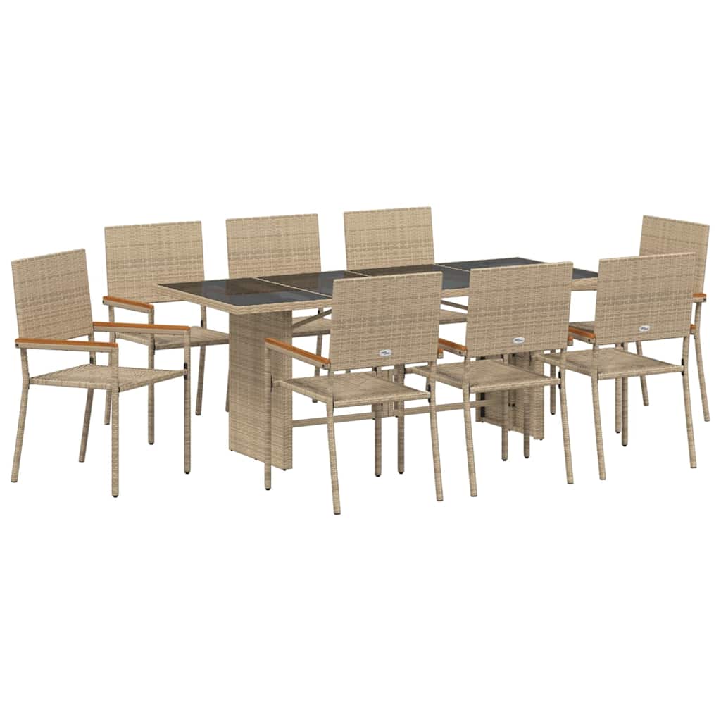 Have Spisebordssæt 9 stk. Beige polyrattan