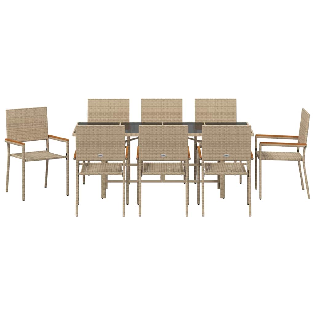 Have Spisebordssæt 9 stk. Beige polyrattan