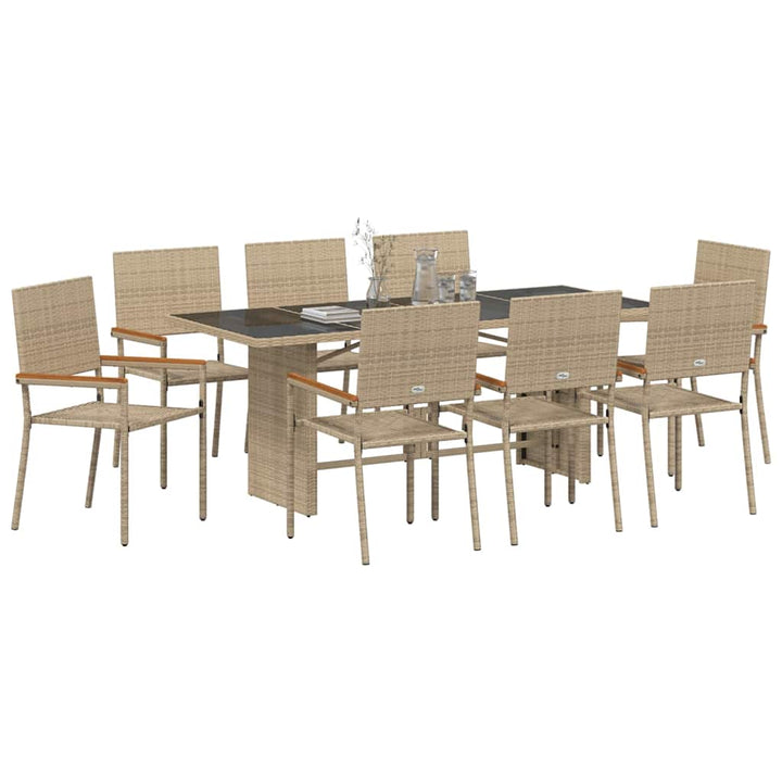 Have Spisebordssæt 9 stk. Beige polyrattan