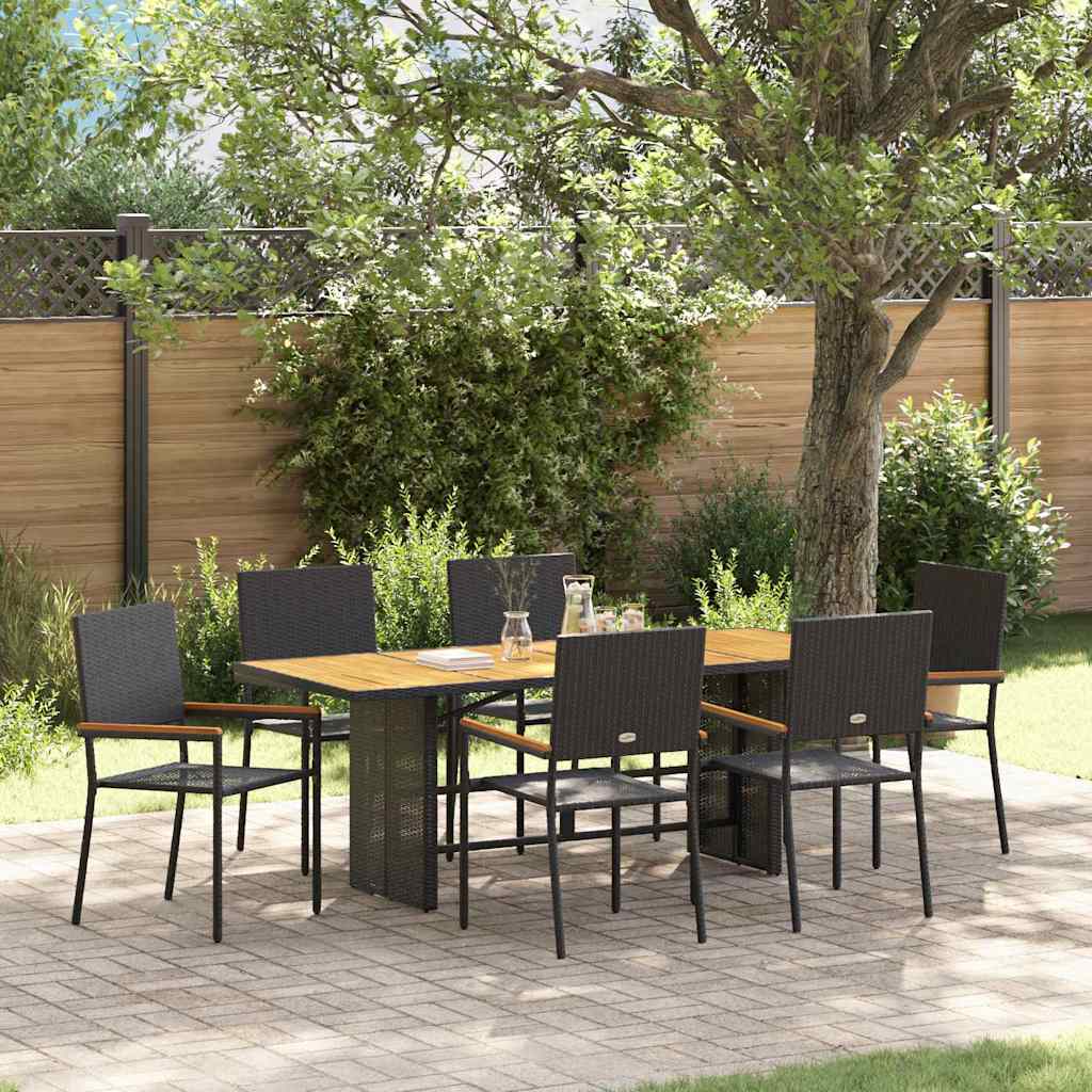 Have Spisebordssæt 7 stk. Sort polyrattan