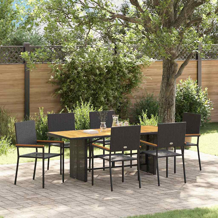 Have Spisebordssæt 7 stk. Sort polyrattan