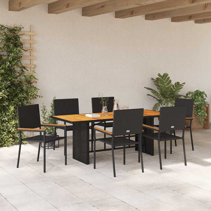 Have Spisebordssæt 7 stk. Sort polyrattan