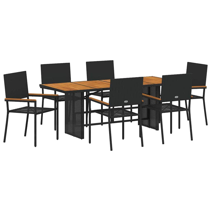 Have Spisebordssæt 7 stk. Sort polyrattan
