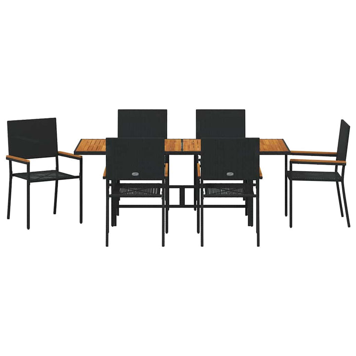 Have Spisebordssæt 7 stk. Sort polyrattan