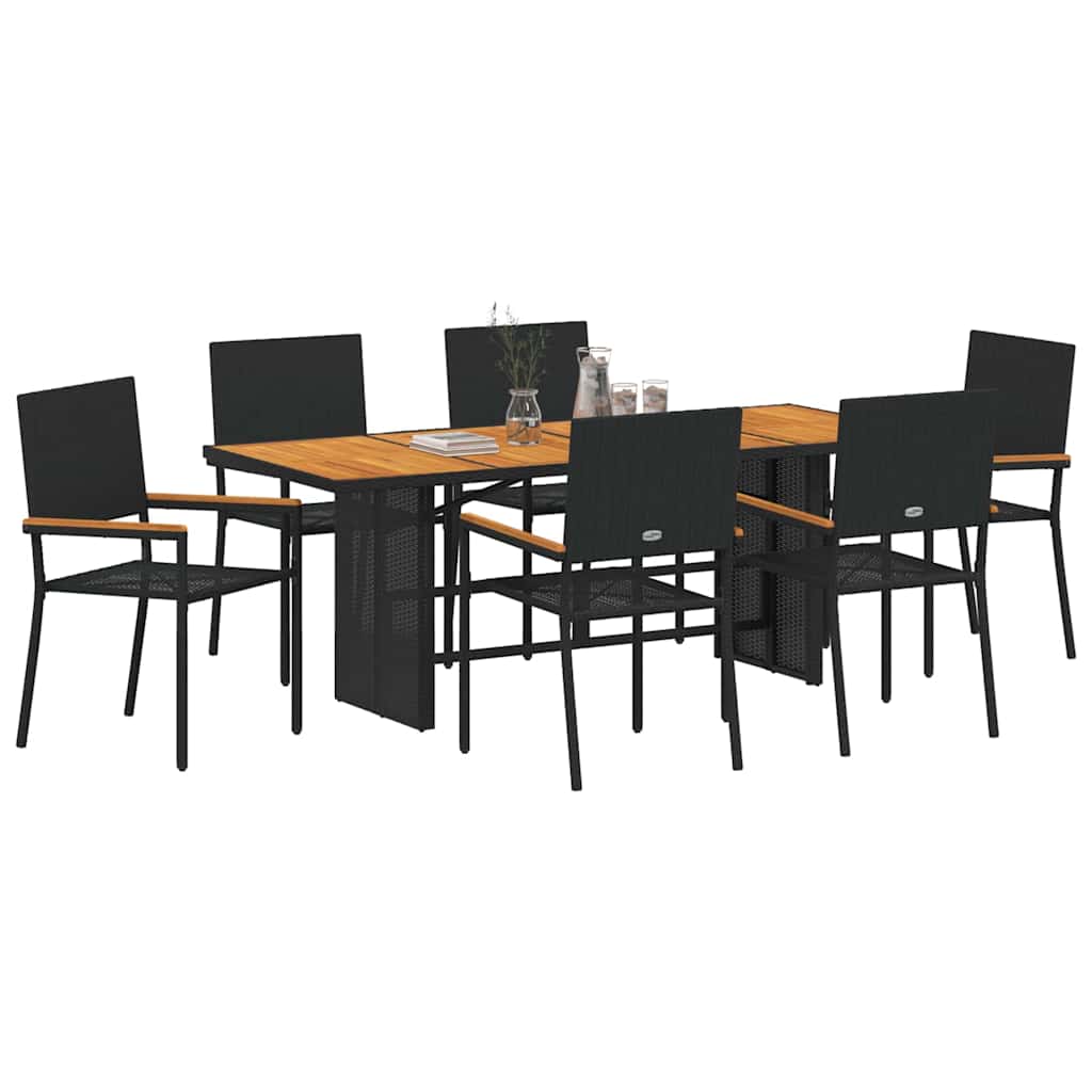 Have Spisebordssæt 7 stk. Sort polyrattan