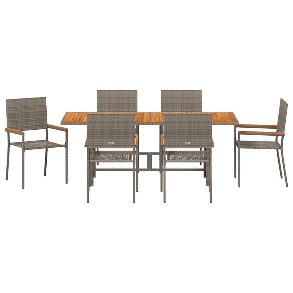 Have Spisebordssæt 7 stk. Grå polyrattan