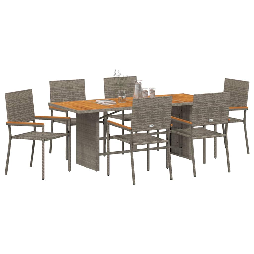 Have Spisebordssæt 7 stk. Grå polyrattan
