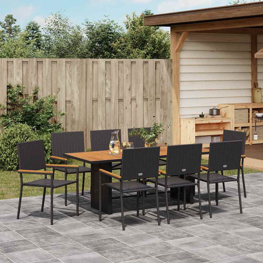Have Spisebordssæt 9 stk. Sort polyrattan
