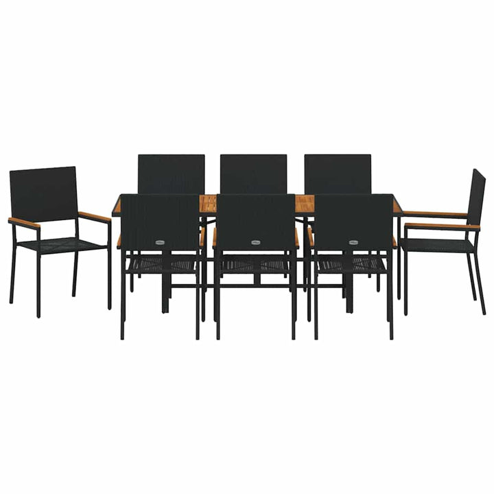 Have Spisebordssæt 9 stk. Sort polyrattan