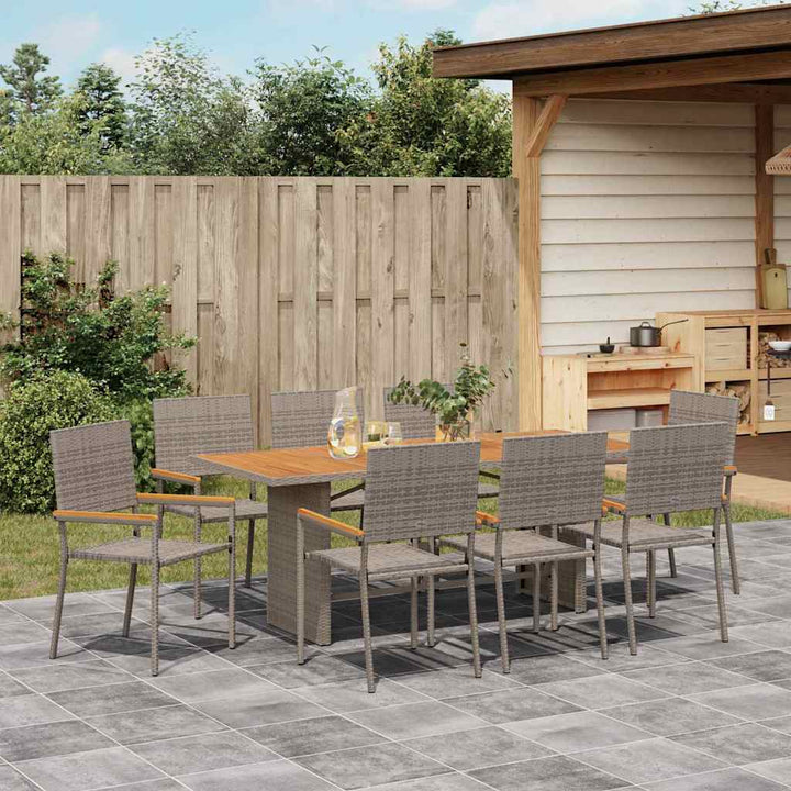 Have Spisebordssæt 9 stk. Grå polyrattan