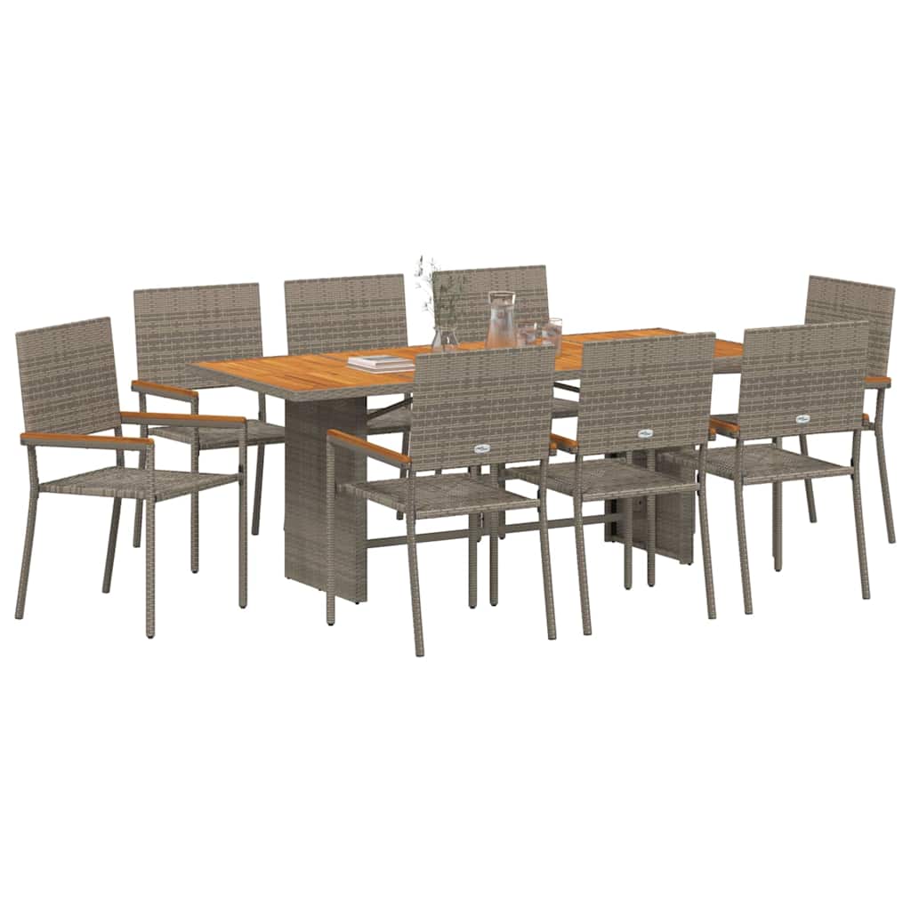 Have Spisebordssæt 9 stk. Grå polyrattan
