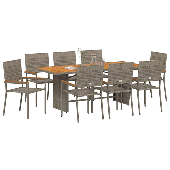 Have Spisebordssæt 9 stk. Grå polyrattan