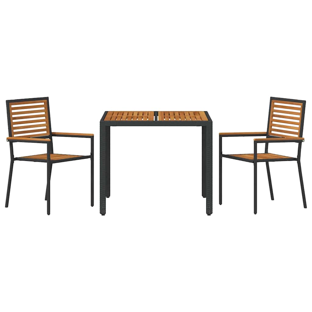 Have Spisebordssæt 3 stk. Sort og Brunt polyrattan