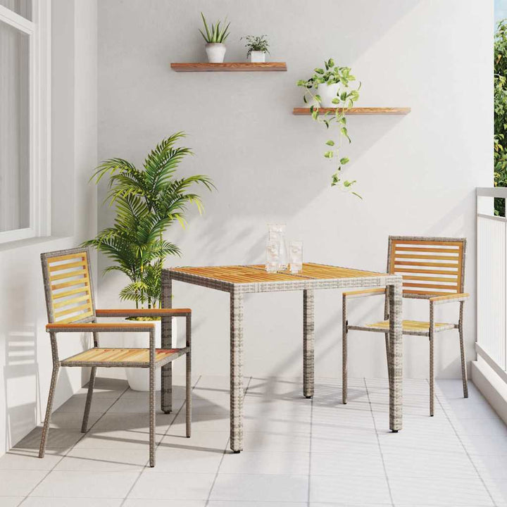 Have Spisebordssæt 3 stk. Grå og Brun polyrattan