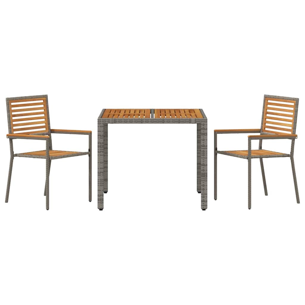 Have Spisebordssæt 3 stk. Grå og Brun polyrattan