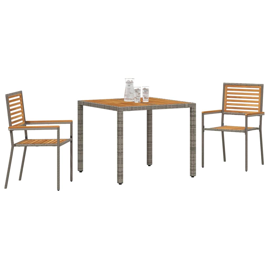 Have Spisebordssæt 3 stk. Grå og Brun polyrattan