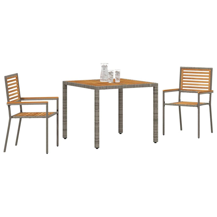 Have Spisebordssæt 3 stk. Grå og Brun polyrattan