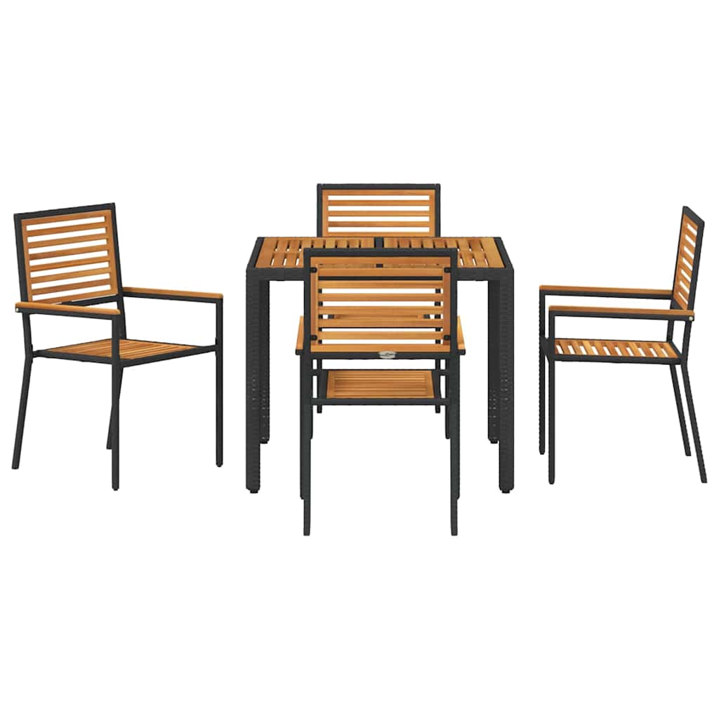 Have Spisebordssæt 5 stk. Sort og Brunt polyrattan