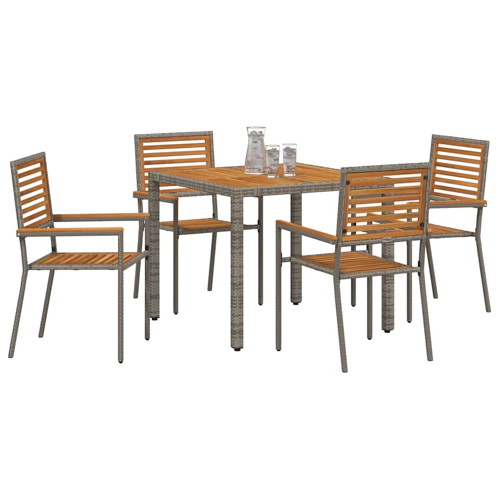 Have Spisebordssæt 5 stk. Grå og Brun polyrattan